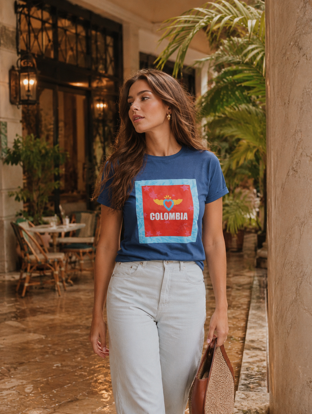 Camiseta algodón azul corazón