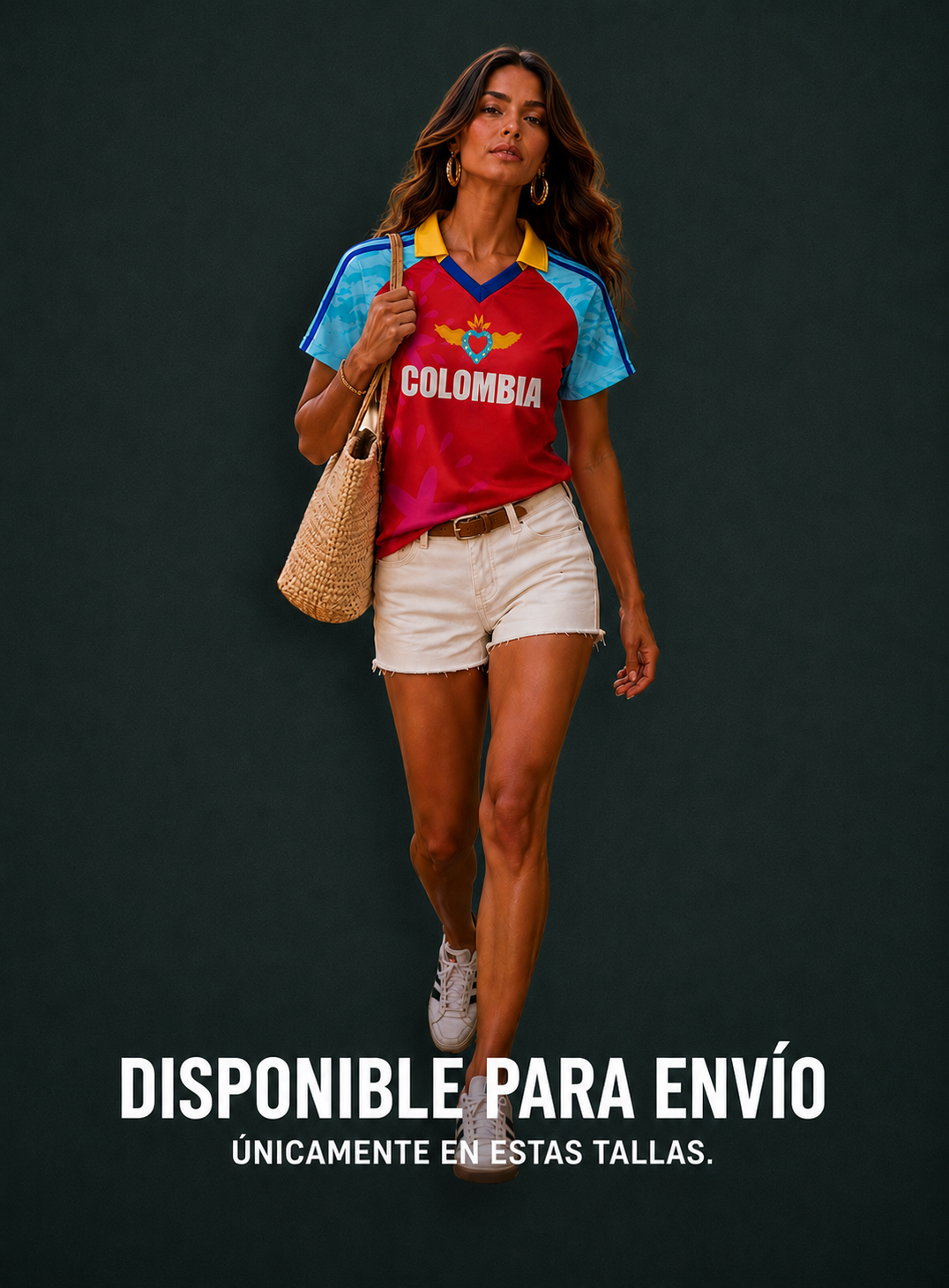 Camiseta Colombia roja larga disponible para envío